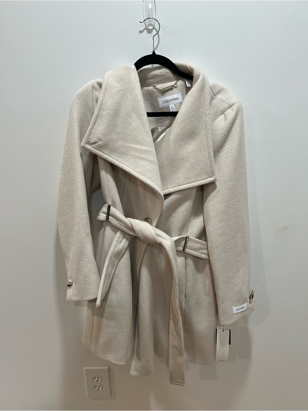 Calvin Klein Cream Belted Trench Coat